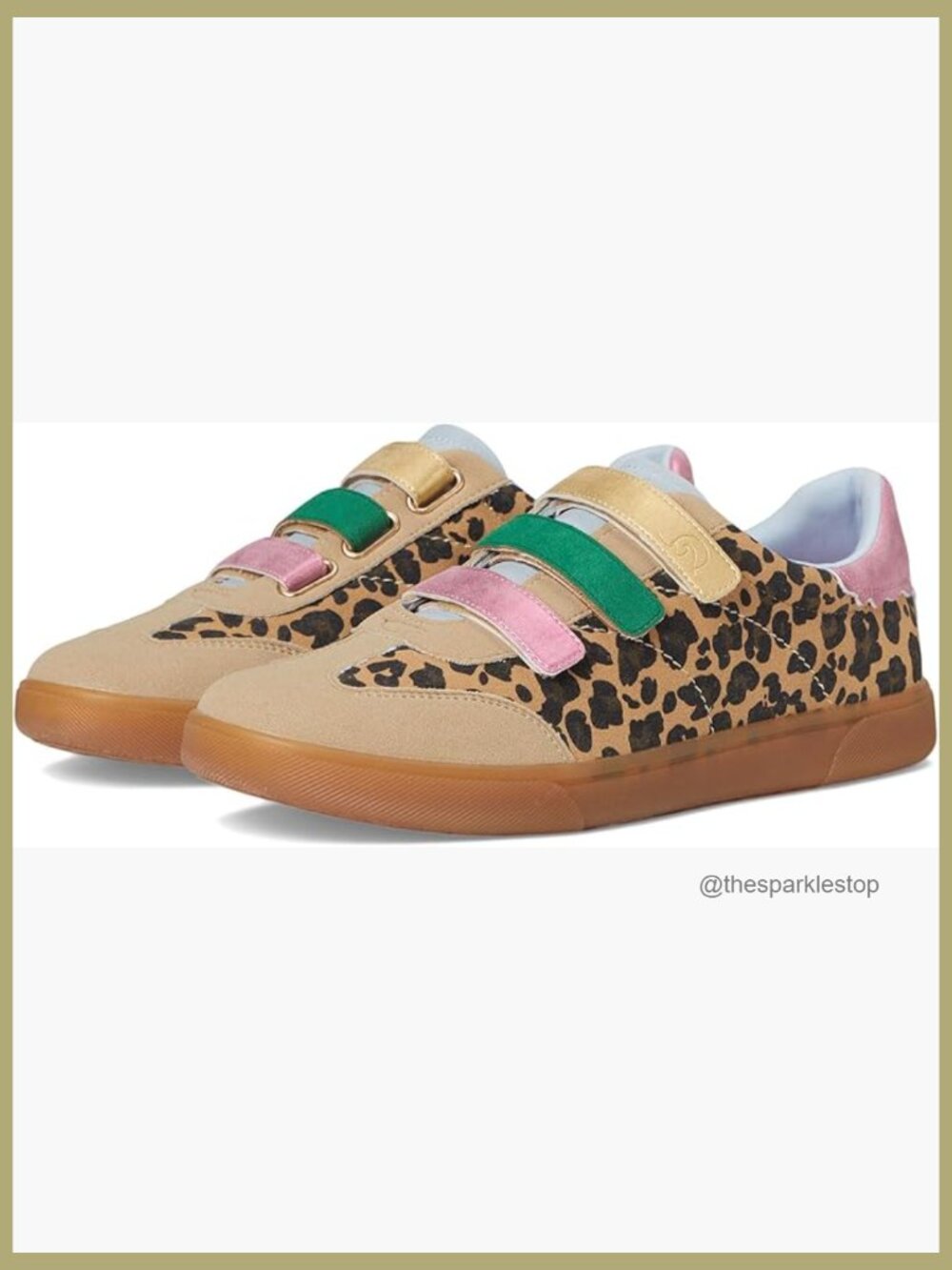 Faux Suede & Faux Leather Hook-and-Loop Sneakers with Gum Sole Platform